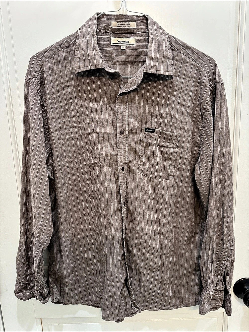 Faconnable Striped Cotton Button Down Shirt Size XL